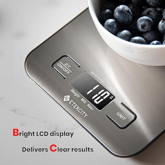 Etekcity Food Scale, Digital Kitchen Scale, 304 Stainless Steel - Picture 2 of 5